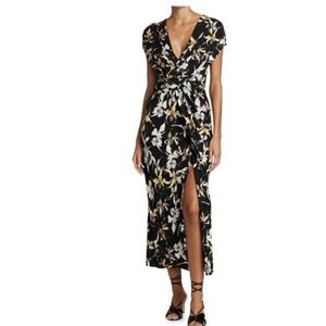 Jason Wu Midi Dress Size 8 Wild Orchid Jersey Cross Over Rouching Black …​​